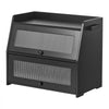 VEVOR Bread Box for Kitchen Counter Bamboo Wood Storage Container Black, for Homemade Bread, Under Cabinet, and Pantry, Double Layer Farmhouse Breadbox Bin, with Acrylic Door Panel and Air Vents