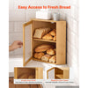 VEVOR Corner Bread Box for Kitchen Counter Bamboo Wood Container Natural, for Homemade Bread, Under Cabinet, and Pantry, Double Layer Farmhouse Breadbox Bin, with Acrylic Door Panel and Air Vents