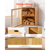 VEVOR Corner Bread Box for Kitchen Counter Bamboo Wood Container Natural, for Homemade Bread, Under Cabinet, and Pantry, Double Layer Farmhouse Breadbox Bin, with Acrylic Door Panel and Air Vents