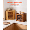 VEVOR Corner Bread Box for Kitchen Counter Bamboo Wood Container Natural, for Homemade Bread, Under Cabinet, and Pantry, Double Layer Farmhouse Breadbox Bin, with Acrylic Door Panel and Air Vents