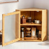 VEVOR Corner Bread Box for Kitchen Counter Bamboo Wood Container Natural, for Homemade Bread, Under Cabinet, and Pantry, Double Layer Farmhouse Breadbox Bin, with Acrylic Door Panel and Air Vents
