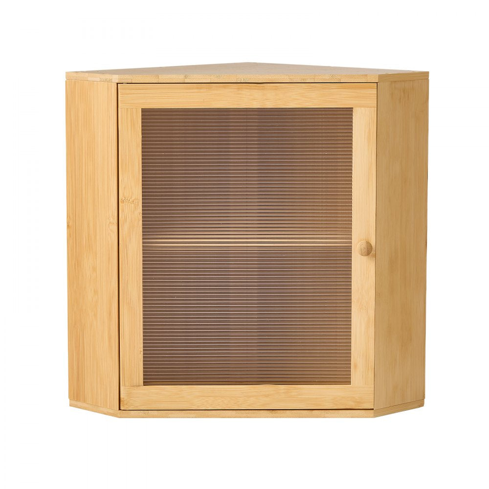 VEVOR Corner Bread Box for Kitchen Counter Bamboo Wood Container Natural, for Homemade Bread, Under Cabinet, and Pantry, Double Layer Farmhouse Breadbox Bin, with Acrylic Door Panel and Air Vents