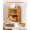 VEVOR Corner Bread Box for Kitchen Counter Bamboo Wood Container Natural, for Homemade Bread, Under Cabinet, and Pantry, Double Layer Farmhouse Breadbox Bin, with Acrylic Door Panel and Air Vents