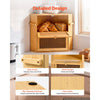 VEVOR Corner Bread Box for Kitchen Counter Bamboo Wood Container Natural, for Homemade Bread, Under Cabinet, and Pantry, Double Layer Farmhouse Breadbox Bin, with Acrylic Door Panel and Air Vents