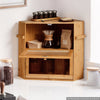 VEVOR Corner Bread Box for Kitchen Counter Bamboo Wood Container Natural, for Homemade Bread, Under Cabinet, and Pantry, Double Layer Farmhouse Breadbox Bin, with Acrylic Door Panel and Air Vents