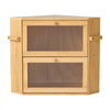 VEVOR Corner Bread Box for Kitchen Counter Bamboo Wood Container Natural, for Homemade Bread, Under Cabinet, and Pantry, Double Layer Farmhouse Breadbox Bin, with Acrylic Door Panel and Air Vents
