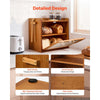 VEVOR Bread Box for Kitchen Counter Wood Storage Compact Container Brown, for Homemade Bread, Under Cabinet, and Pantry, Double Layer Farmhouse Breadbox Bin, with Acrylic Door Panel and Air Vents