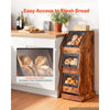VEVOR Bread Box for Kitchen Bamboo Wood Storage Container Brown, for Homemade Bread, and Pantry, Triple Layer Farmhouse Breadbox Bin, with Acrylic Door Panel and Air Vents