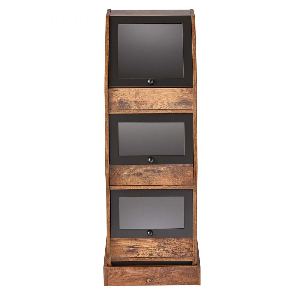 VEVOR Bread Box for Kitchen Bamboo Wood Storage Container Brown, for Homemade Bread, and Pantry, Triple Layer Farmhouse Breadbox Bin, with Acrylic Door Panel and Air Vents