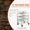 VEVOR Bun Pan Rack, 10-Tier Commercial Bakery Racks with Brake Wheels, Aluminum Racking Trolley Storage for Half & Full Sheet, Speed Rack For Kitchen Home, Bread Baking Equipment, 26"L x 20.3"W x 39"H