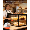 VEVOR Bakery Display Case, 2-Tier Commercial Countertop Pastry Display Case, Clear Acrylic Bread Box for Kitchen, Party Cake Cabinet with Sliding Door for Cookie Dessert Donut, 21.7" x 15.2" x 15.4"