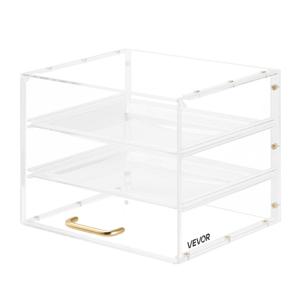 VEVOR Bakery Display Case, 3-Tier Commercial Countertop Pastry Display Case, Clear Acrylic Bread Box for Kitchen, Party Cake Cabinet with Flip-Up Door for Cookie Dessert Donut, 13" x 10.2" x 10.2"