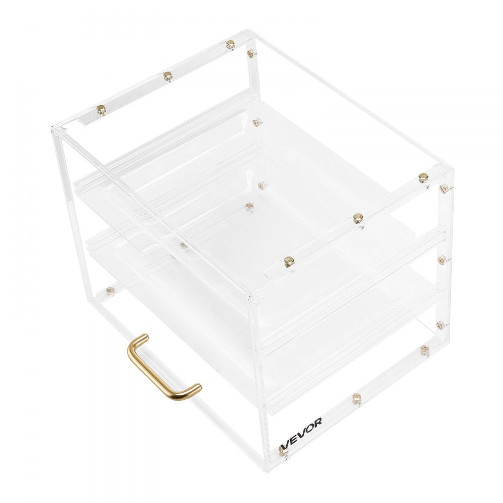 VEVOR Bakery Display Case, 3-Tier Commercial Countertop Pastry Display Case, Clear Acrylic Bread Box for Kitchen, Party Cake Cabinet with Flip-Up Door for Cookie Dessert Donut, 13" x 10.2" x 10.2"