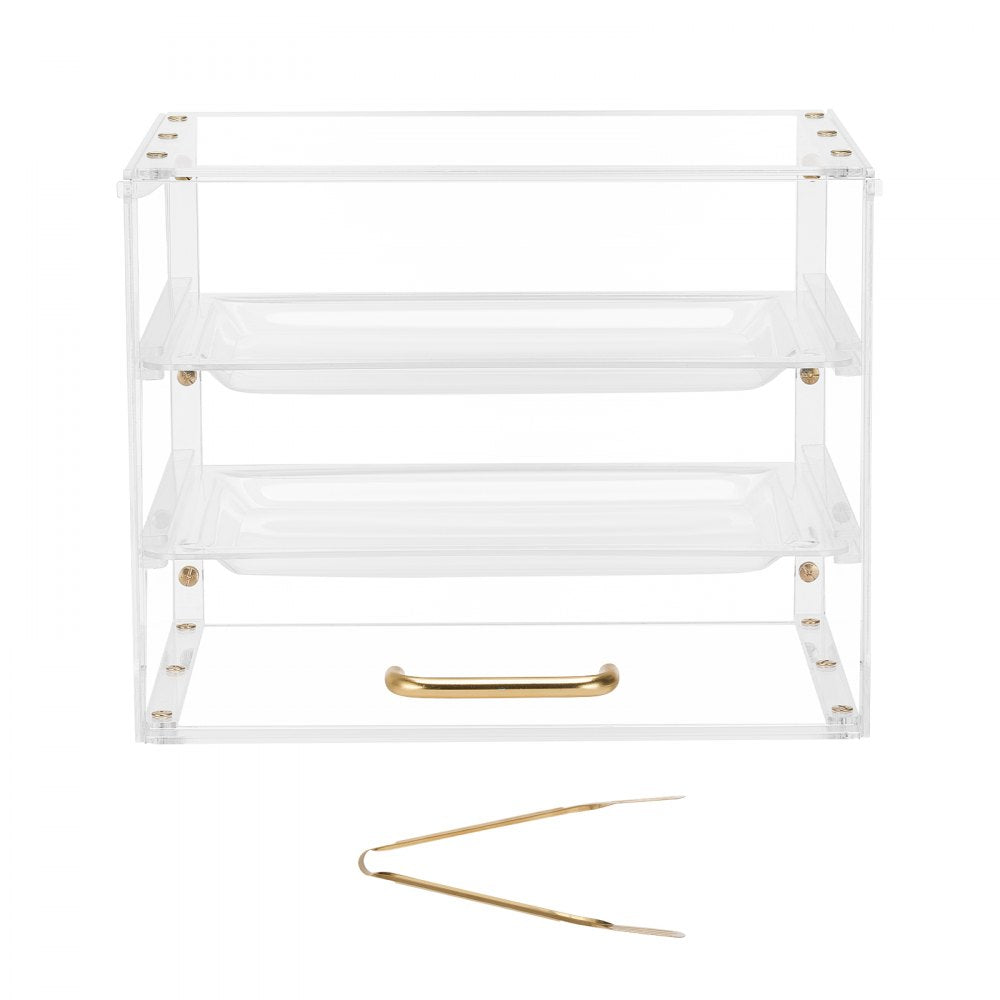 VEVOR Bakery Display Case, 3-Tier Commercial Countertop Pastry Display Case, Clear Acrylic Bread Box for Kitchen, Party Cake Cabinet with Flip-Up Door for Cookie Dessert Donut, 13" x 10.2" x 10.2"
