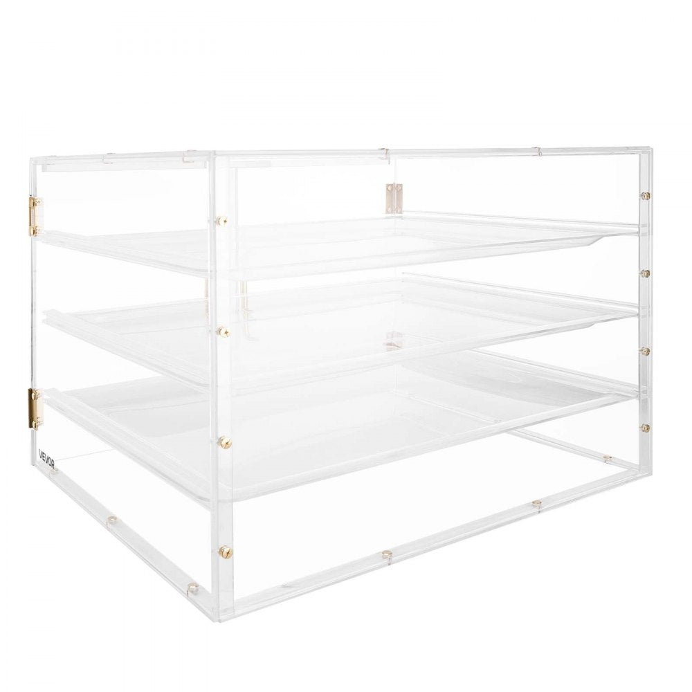 VEVOR Bakery Display Case, 4-Tier Commercial Countertop Pastry Display Case, Clear Acrylic Bread Box for Kitchen, Party Cake Cabinet with Magnetic Rear Door for Cookie Dessert Donut, 22.4"x17.3"x15.9"