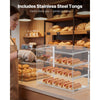 VEVOR Bakery Display Case, 3-Tier Commercial Countertop Pastry Display Case, Clear Acrylic Bread Box for Kitchen, Party Cake Cabinet with Flip-Up Door for Cookie Dessert Donut Bagel, 19" x 9.1" x 15"