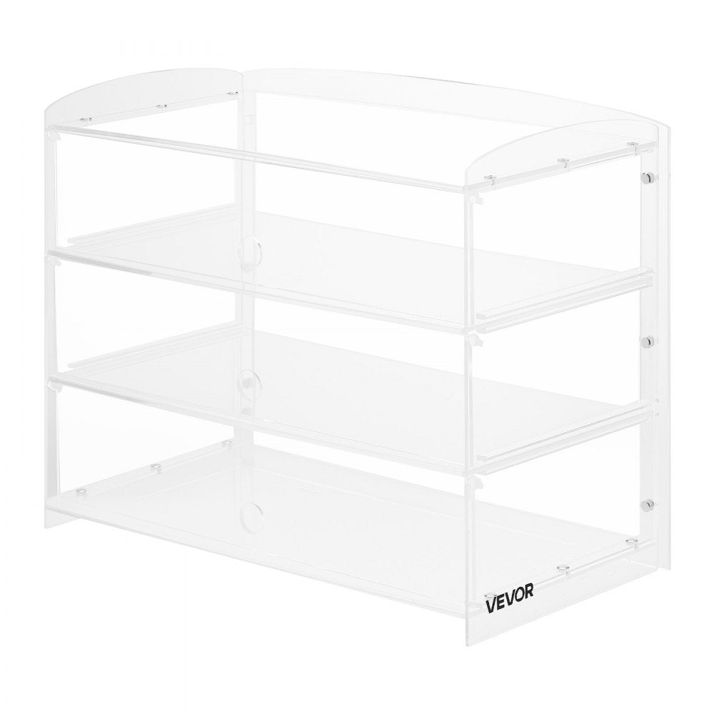 VEVOR Bakery Display Case, 3-Tier Commercial Countertop Pastry Display Case, Clear Acrylic Bread Box for Kitchen, Party Cake Cabinet with Flip-Up Door for Cookie Dessert Donut Bagel, 19" x 9.1" x 15"