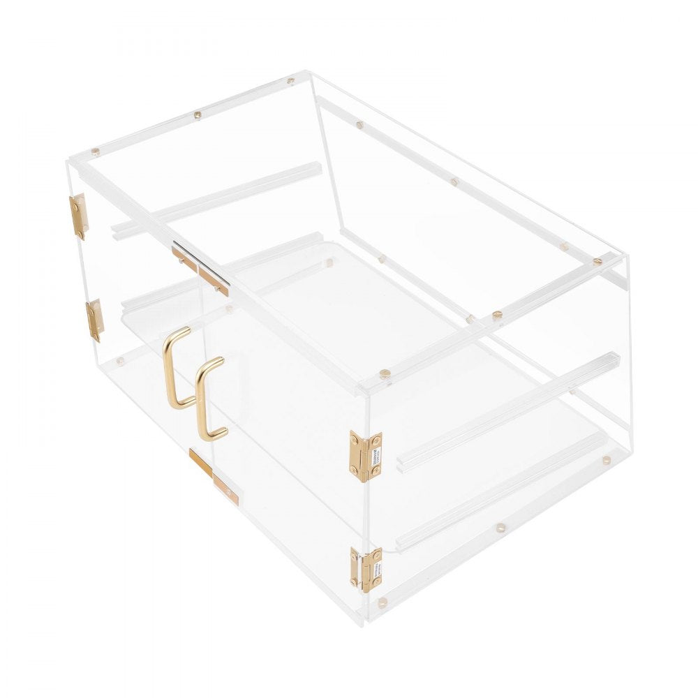 VEVOR Bakery Display Case, 2-Tier Commercial Countertop Pastry Display Case, Clear Acrylic Bread Box for Kitchen, Party Cake Cabinet with Magnetic Rear Door for Cookie Dessert Donut, 20.7"x15.7"x12"