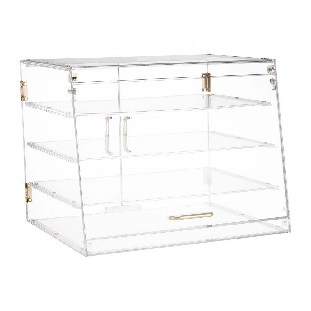 VEVOR Bakery Display Case, 4-Tier Commercial Countertop Pastry Display Case, Clear Acrylic Bread Box for Kitchen, Party Cake Cabinet with Magnetic Rear Door for Cookie Dessert Donut, 20.9"x17.1"x16.3"