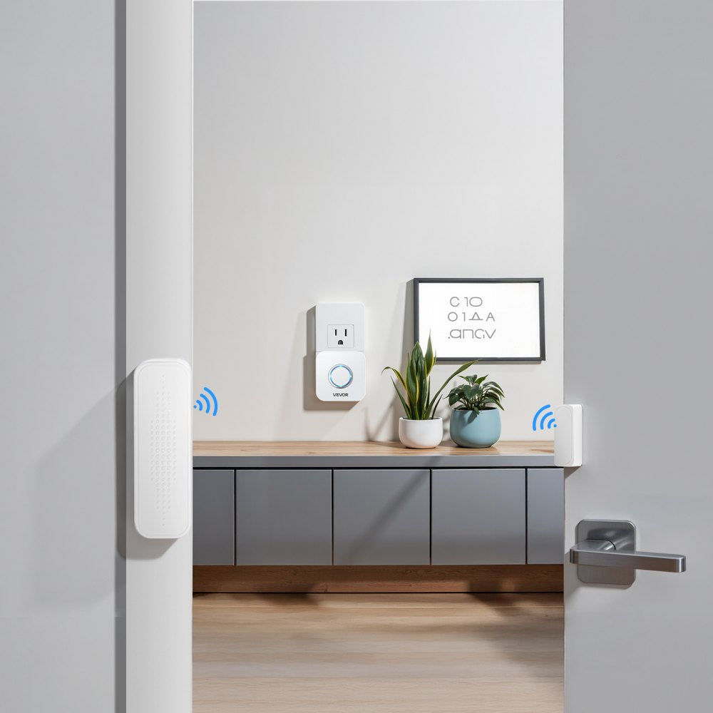 VEVOR Door Chime, DC 12V, Wireless Door Open Contact Sensor Alarm Chime with 656 ft Range, 58 Chimes & 5 Adjustable Volume, Doors Ringer Alert for Business, Store, Home, Office When Entering