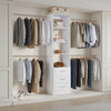 VEVOR Closet System with 3 Drawers, Adjustable Height Wooden Closet Organizers, Modern Walk-in Wardrobe Organization with 4 Retractable Clothes Hanger Rods, Freestanding Garment Rack Storage, White