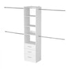 VEVOR Closet System with 3 Drawers, Adjustable Height Wooden Closet Organizers, Modern Walk-in Wardrobe Organization with 4 Retractable Clothes Hanger Rods, Freestanding Garment Rack Storage, White
