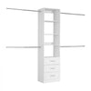 VEVOR Closet System with 3 Drawers, Adjustable Height Wooden Closet Organizers, Modern Walk-in Wardrobe Organization with 4 Retractable Clothes Hanger Rods, Freestanding Garment Rack Storage, White
