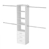 VEVOR Closet System with 3 Drawers, Adjustable Height Wooden Closet Organizers, Modern Walk-in Wardrobe Organization with 4 Retractable Clothes Hanger Rods, Freestanding Garment Rack Storage, White