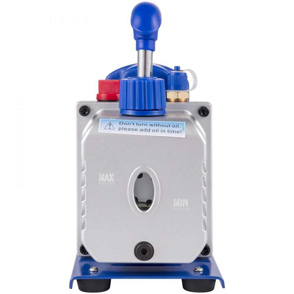 VEVOR Suction Pump 4.8CFM 1/4 HP Single Stage for HVAC A/C Cooling Systems, 5PA Ultimate Vacuum, Manifold Gauge Kit R410A R134A R22, Includes 4-Way Gauge & Hose
