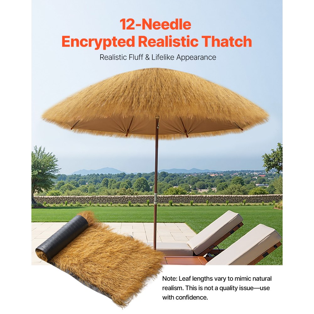 VEVOR Artificial Thatch Grass Roof, 1.3 x 3.9 ft Tiki Bar Hut Thatch Roofing Roll, Waterproof & Fire-Resistant, Palapa Tiki Roof Mat for Patio Pool Beach Tropical Hawaiian Party Décor