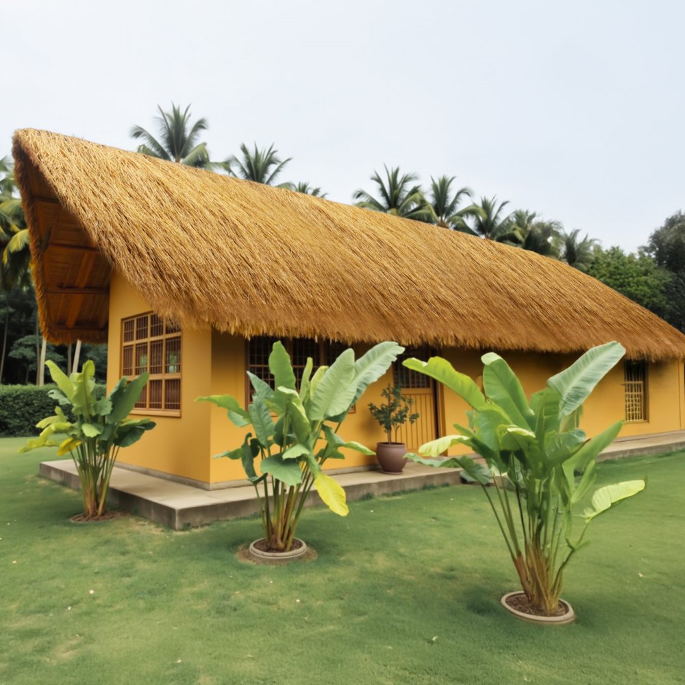 VEVOR Artificial Thatch Grass Roof, 1.3 x 3.9 ft Tiki Bar Hut Thatch Roofing Roll, Waterproof & Fire-Resistant, Palapa Tiki Roof Mat for Patio Pool Beach Tropical Hawaiian Party Décor