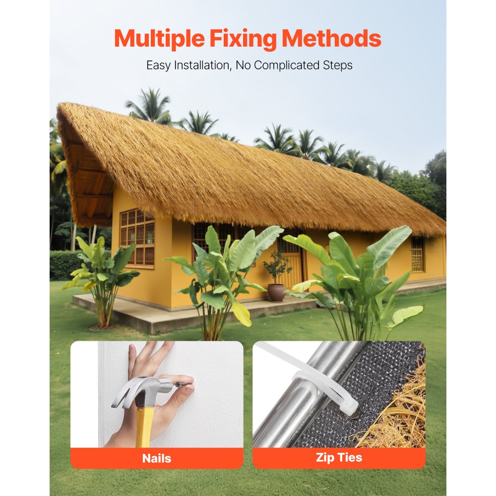 VEVOR Artificial Thatch Grass Roof, 1.6 x 19.7 ft Tiki Bar Hut Thatch Roofing Roll, Waterproof & Fire-Resistant, Palapa Tiki Roof Mat for Patio Pool Beach Tropical Hawaiian Party Décor