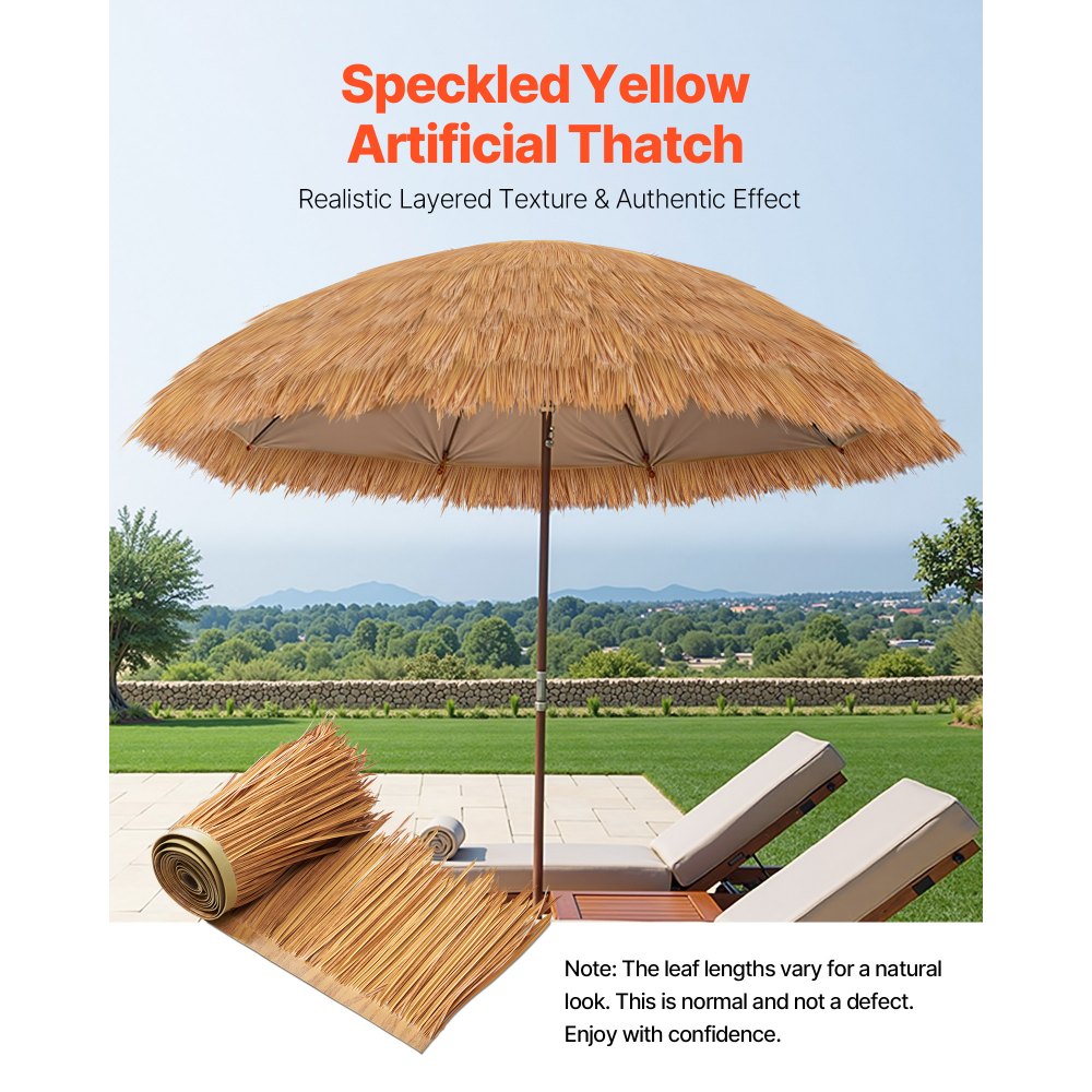 VEVOR Artificial Thatch Grass Roof, 1.3 x3.2 ft Mexican Style Tiki Bar Hut Skirt Thatch Roofing Roll, Waterproof & Fire-Resistant, Palapa Duck Blind Grass for Patio Pool Beach Hawaiian Party Décor