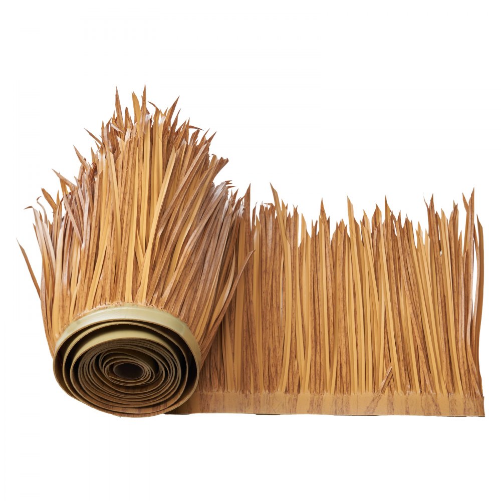 VEVOR Artificial Thatch Grass Roof, 1.3 x3.2 ft Mexican Style Tiki Bar Hut Skirt Thatch Roofing Roll, Waterproof & Fire-Resistant, Palapa Duck Blind Grass for Patio Pool Beach Hawaiian Party Décor