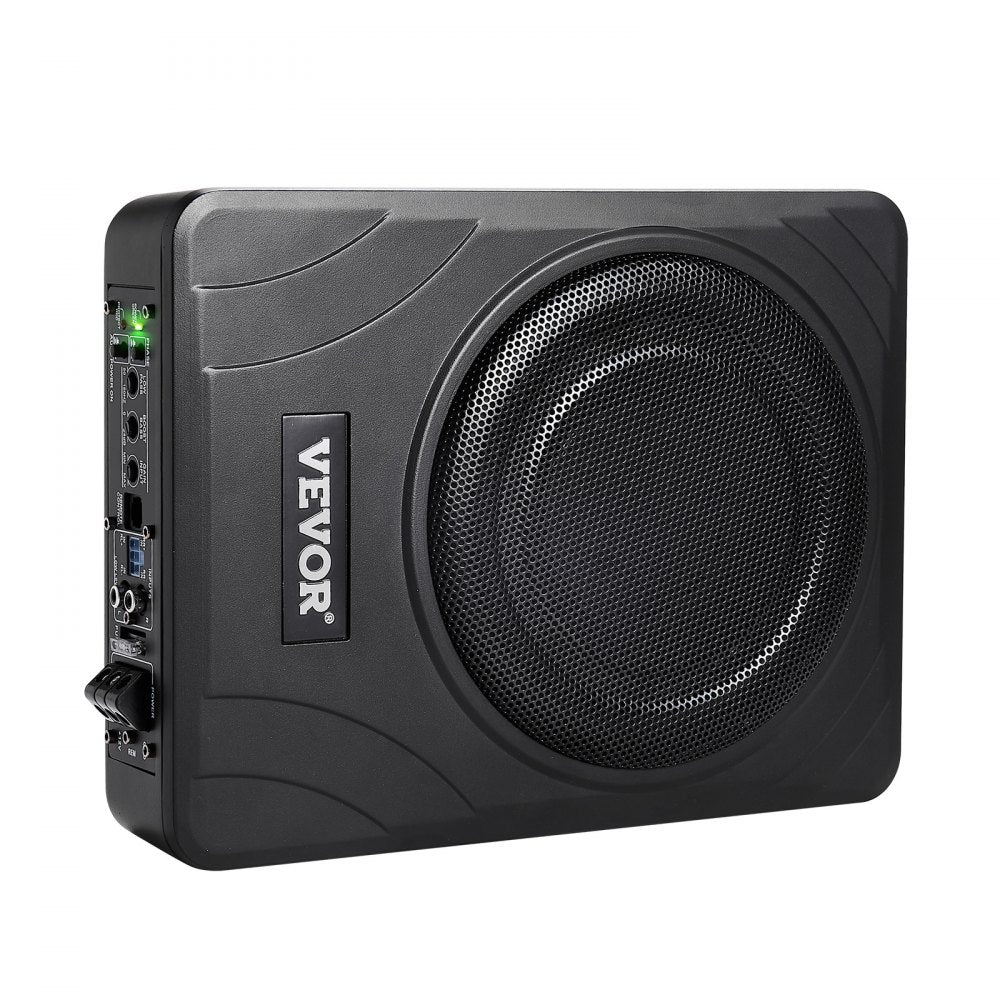 VEVOR 8" 300W Underseat Car Subwoofer, Slim Powered Car Subwoofers Under the Seat, Low Profile Audio Sub Built-in Amplifier, High/Low Level Input & Volume Controller for SUVs, Car, Truck, RV