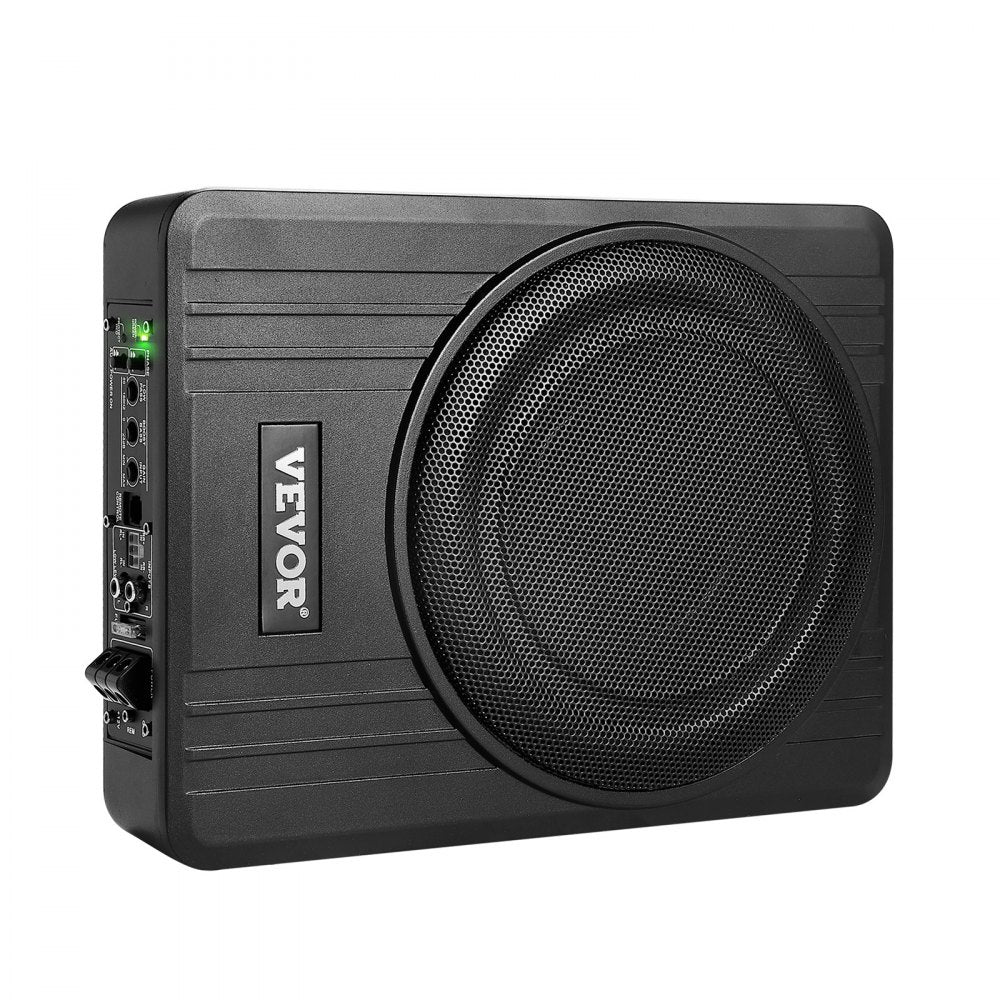 VEVOR 10" 300W Underseat Car Subwoofer, Slim Powered Car Subwoofers Under the Seat, Low Profile Audio Sub Built-in Amplifier, High/Low Level Input & Volume Controller for SUVs, Car, Truck, RV