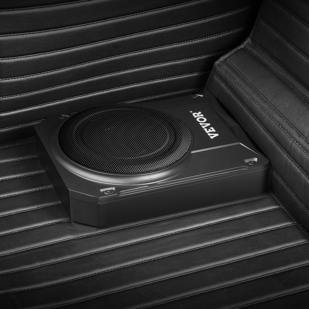 VEVOR 8" 800W Underseat Car Subwoofer, Slim Powered Car Subwoofers Under the Seat, Low Profile Audio Sub Built-in Amplifier, High/Low Level Input & Volume Controller for SUVs, Car, Truck, RV