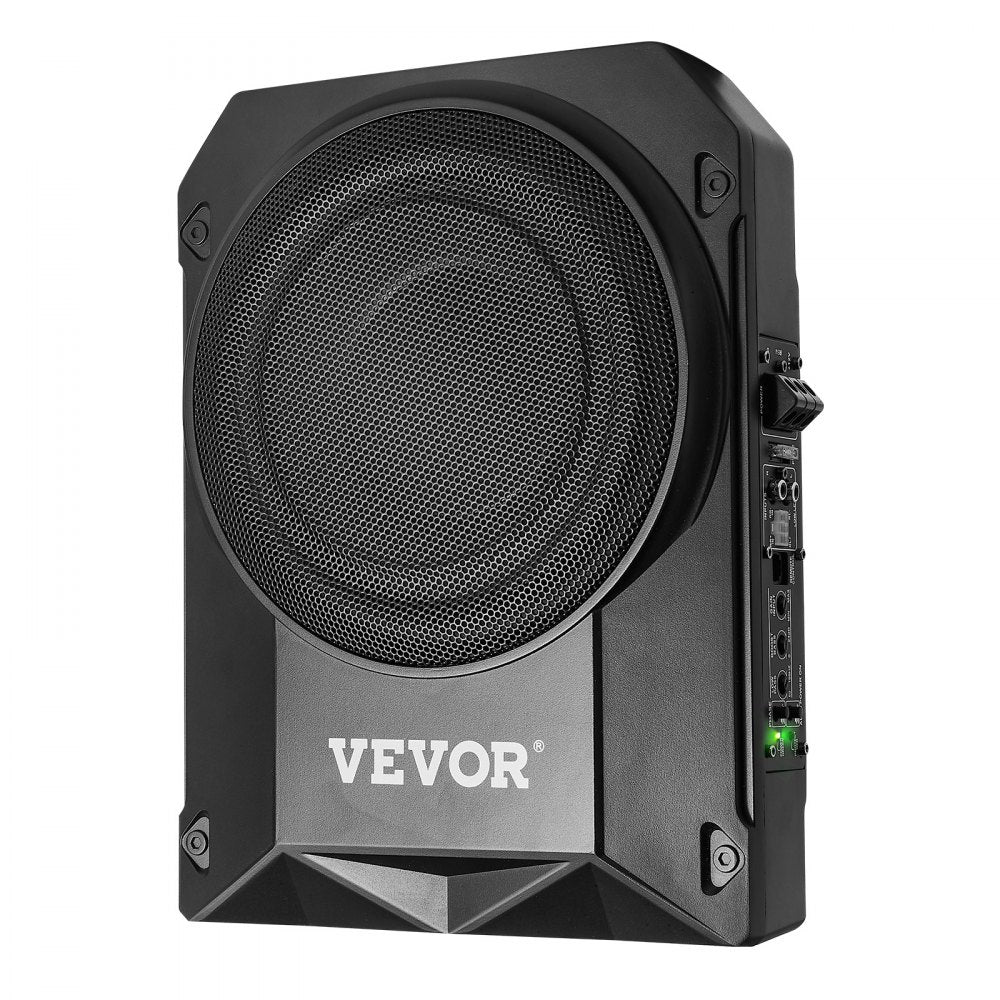 VEVOR 10" 400W Underseat Car Subwoofer, Slim Powered Car Subwoofers Under the Seat, Low Profile Audio Sub Built-in Amplifier, High/Low Level Input & Volume Controller for SUVs, Car, Truck, RV