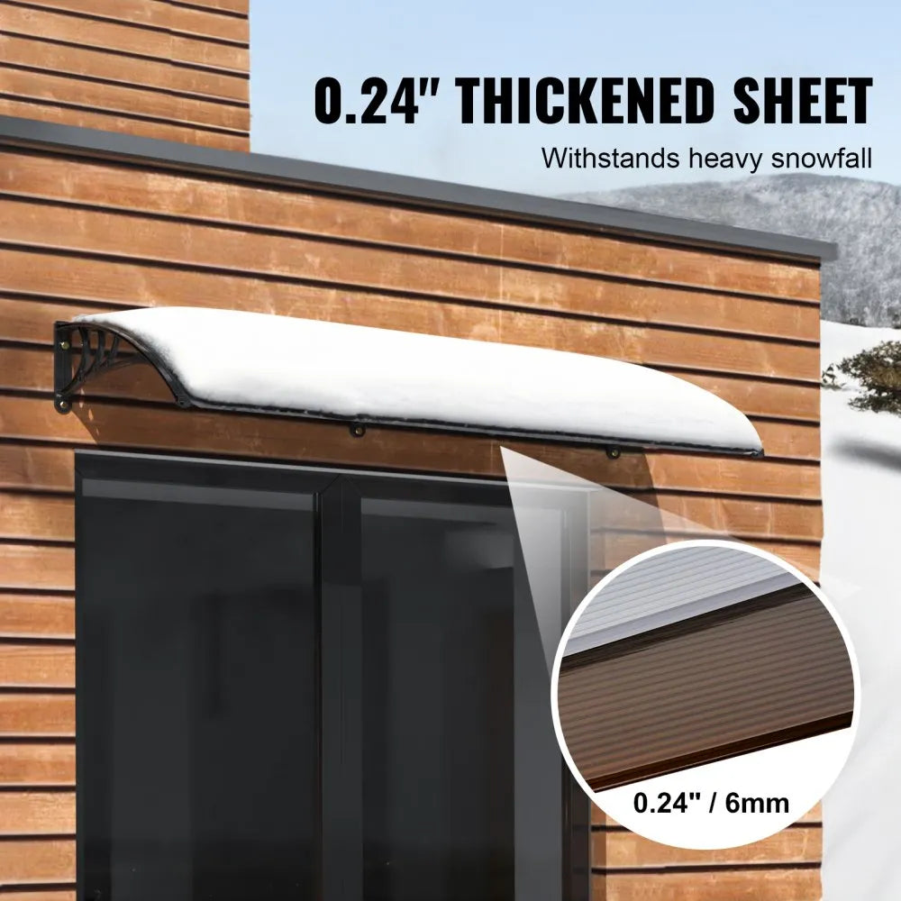 VEVOR Window Door Awning Canopy, 38" x 117" Door Canopy Exterior, UF50+ PC Sunshade Sheet Awnings, Outdoor Patio Awning Sun Shade, Transparent, Waterproof, for Sun Shutter, UV, Rain, Snow Protection