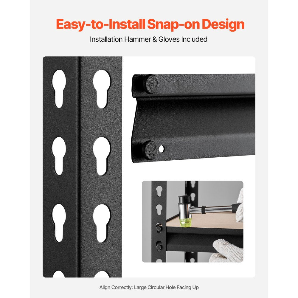 VEVOR Storage Shelves, 2000 lbs, 5 Tier Garage Storage Shelving, 16" D x 32" W x 62.8" H Adjustable Metal Shelves for Garage Shelves Utility Rack Shelf, Ideal for Kitchen, Warehouse, Basement, Black