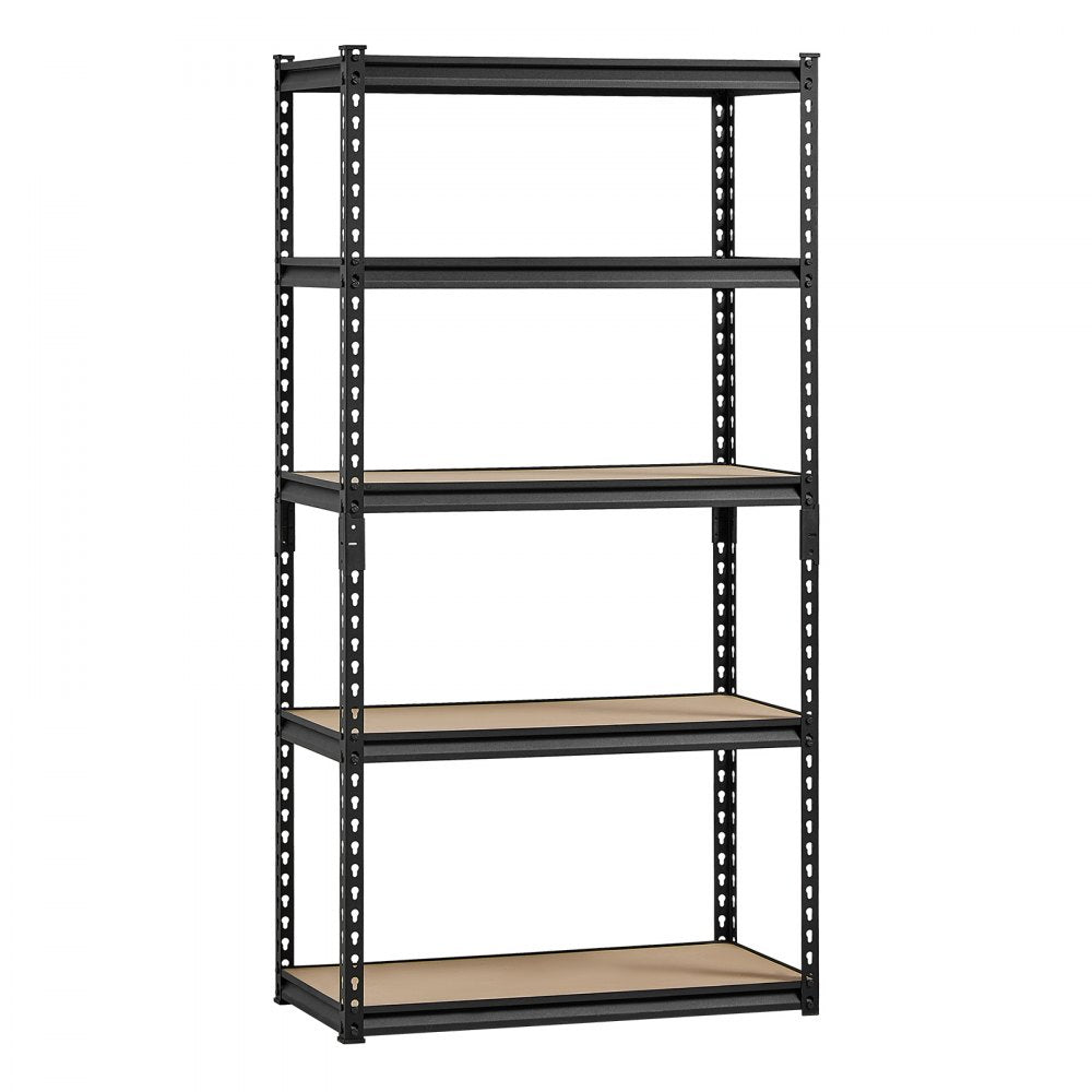 VEVOR Storage Shelves, 2000 lbs, 5 Tier Garage Storage Shelving, 16" D x 32" W x 62.8" H Adjustable Metal Shelves for Garage Shelves Utility Rack Shelf, Ideal for Kitchen, Warehouse, Basement, Black