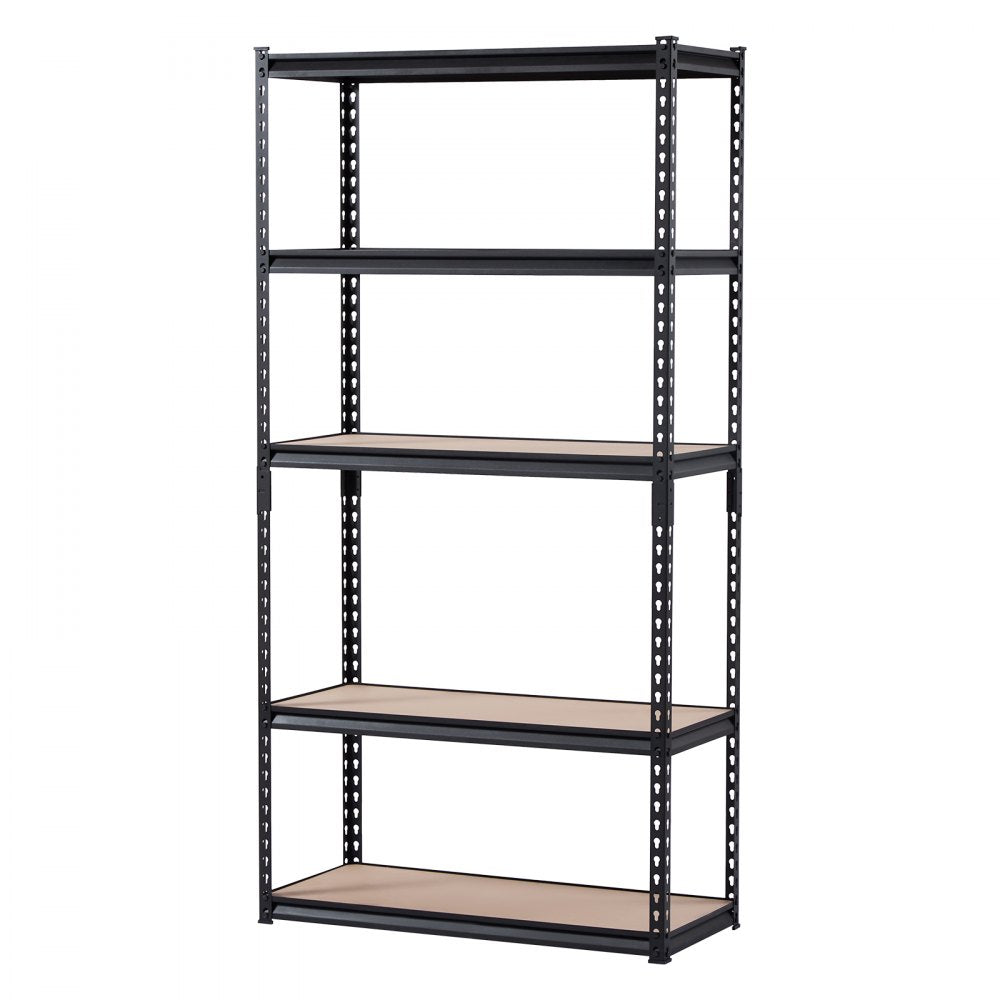 VEVOR Storage Shelves, 2000 lbs, 5 Tier Garage Storage Shelving, 16" D x 36" W x 71.4" H Adjustable Metal Shelves for Garage Shelves Utility Rack Shelf, Ideal for Kitchen, Warehouse, Basement, Black