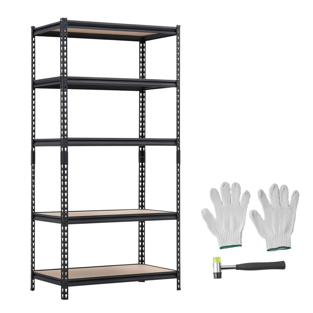 VEVOR Storage Shelves, 5-Tier Adjustable, 2000 lbs Capacity, Heavy Duty Garage Storage Shelving Unit, Metal Utility Rack Shelf, for Garage Warehouse Basement Kitchen, 36.34" W x 16.34" D x 71.38" H