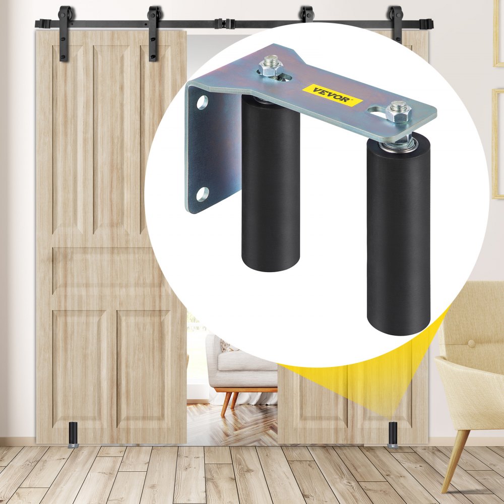 VEVOR Gate Roller Guide 6\" Sliding Gate Black Nylon Roller Coloring Zinc Painted Sliding Gate Guide With L-Shape Bracket and Adjustable Bolts Slide Gate Support Assembly For Sliding Gates Guide Rolle