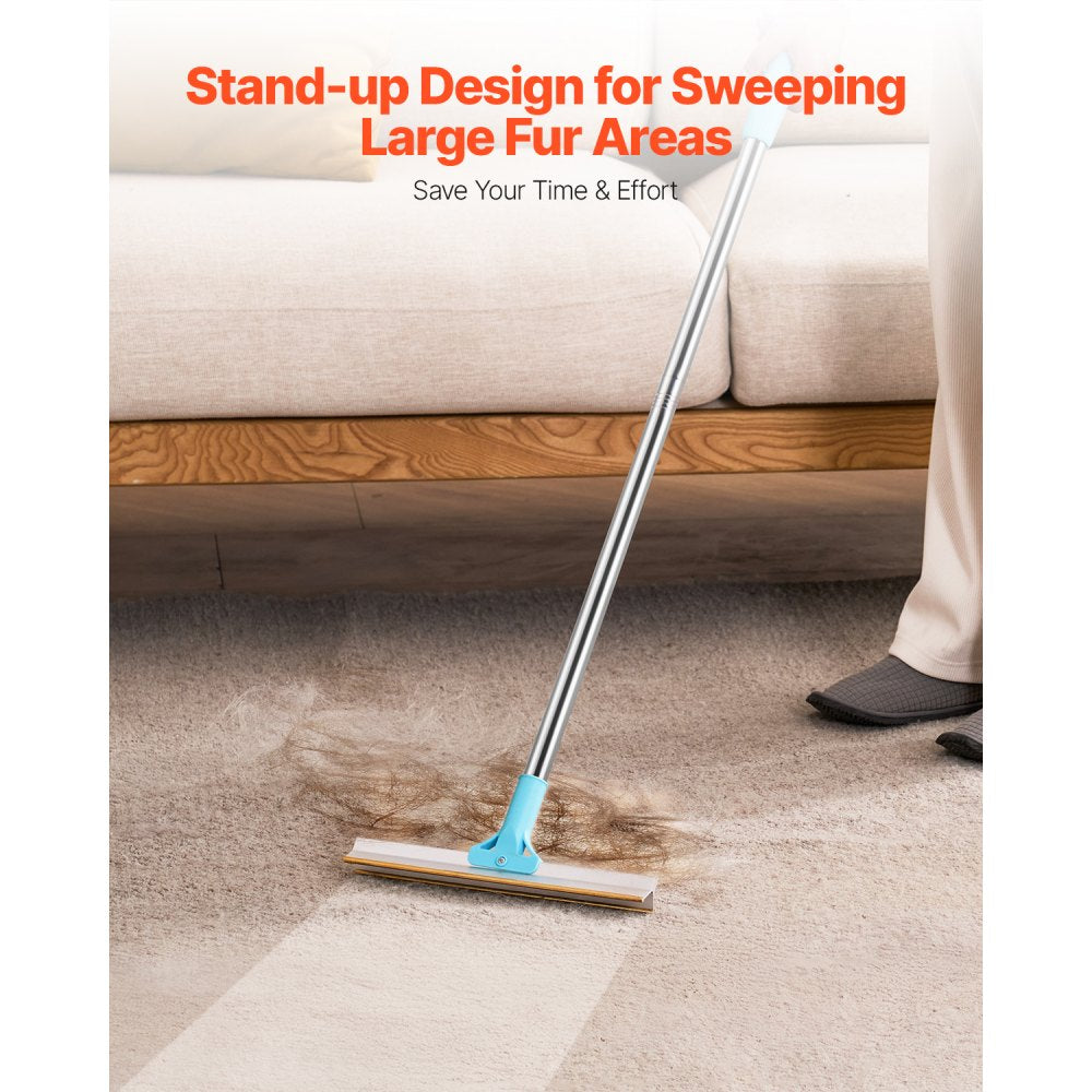 VEVOR Pet Hair Carpet Rake, 35.83-55.51 in Adjustable Long Handle Pet Hair Removal Broom, Reusable Advanced Lint Remover Scraper Dog Cat Fur Cleaning, for Carpet Rugs Mats Couch Furniture Cat Tree
