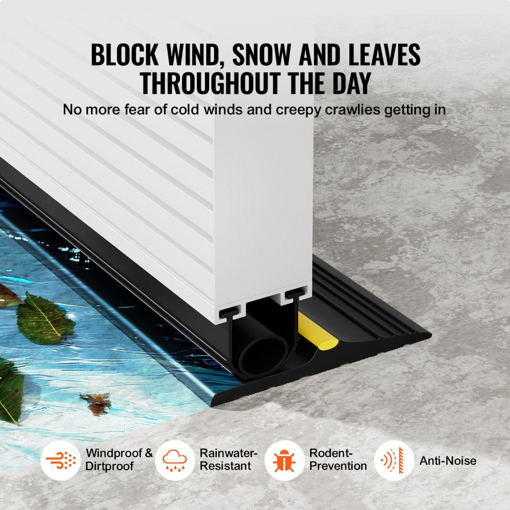 VEVOR Garage Door Threshold and Bottom Seals Kit, 10 FT U Shape+O Ring Universal Garage Door Bottom Seal Weatherstrip PVC, Combine with Weatherproof Garage Threshold Seal Strip with Adhesive, Black