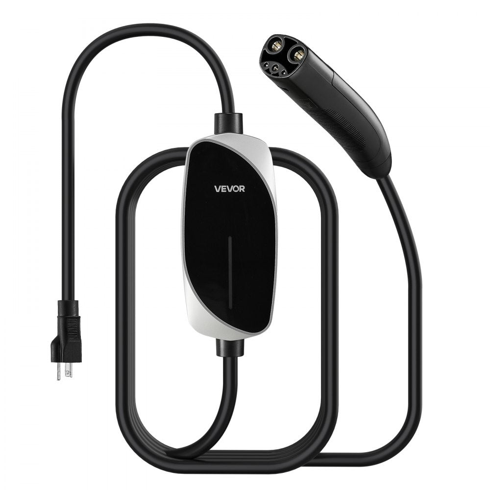 VEVOR Level 1/2 Tesla Charger, 16 Amp, Portable Electric Car EV Charger with 25 ft Charging Cable, 120V-240V, NEMA 6-20P Plug NEMA 5-15 Adapter, LED Indicator, NACS Connector for Tesla Model Y/X/3/S