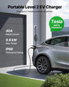 VEVOR Level 2 Tesla Charger, 40 Amp Adjustable Current, 240V Portable Home Electric Car EV Charger with 25 ft Charging Cable, NEMA 14-50P Plug, LCD Display, NACS Connector, for Tesla Model Y/X/3/S