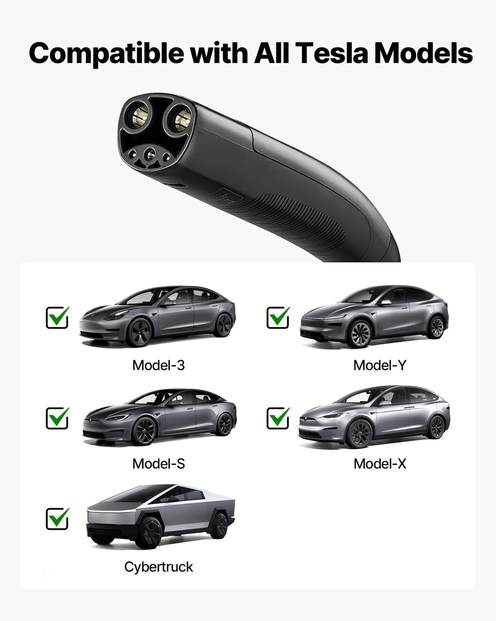 VEVOR Level 2 Tesla Charger, 40 Amp Adjustable Current, 240V Portable Home Electric Car EV Charger with 25 ft Charging Cable, NEMA 14-50P Plug, LCD Display, NACS Connector, for Tesla Model Y/X/3/S