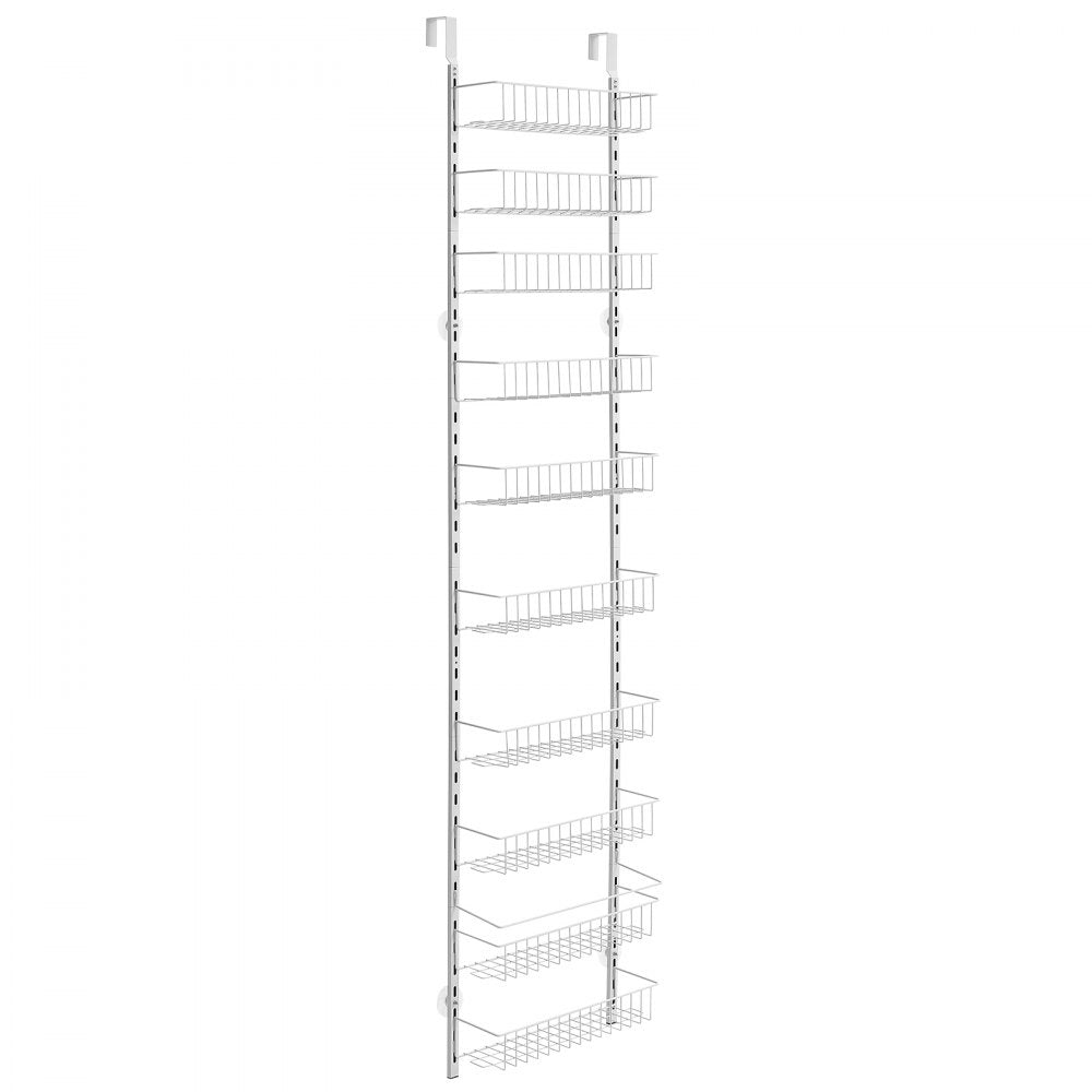 VEVOR Over the Door Pantry Organizer, 10-Tier Pantry Organization and Storage, Heavy-Duty Steel Hanging Spice Rack, Adjustable Wall Seasoning Shelves, for Home Kitchen Laundry Room Bathroom, White
